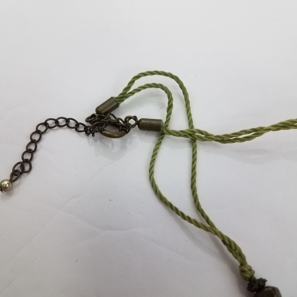 Green Swirl Beaded Statement Stone Look White Boho - Picture 4 of 6